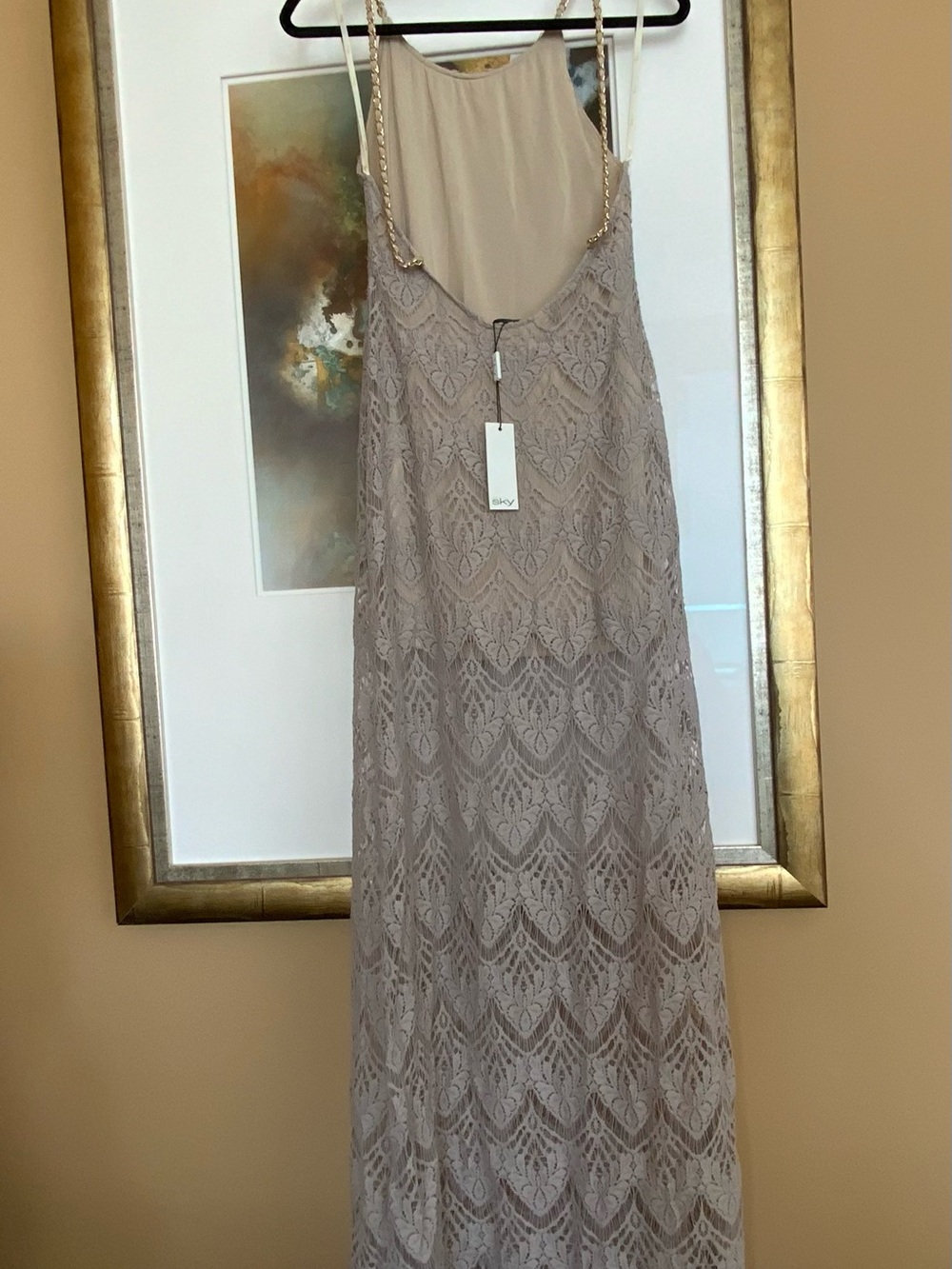 Sky Beige Lace Maxi Dress - Picture 5 of 9
